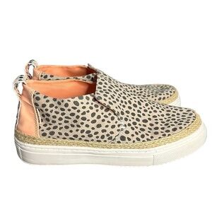 Hey Dude Leopard Print Trendy Peyton Slip On Lightweight Linen Shoes 10